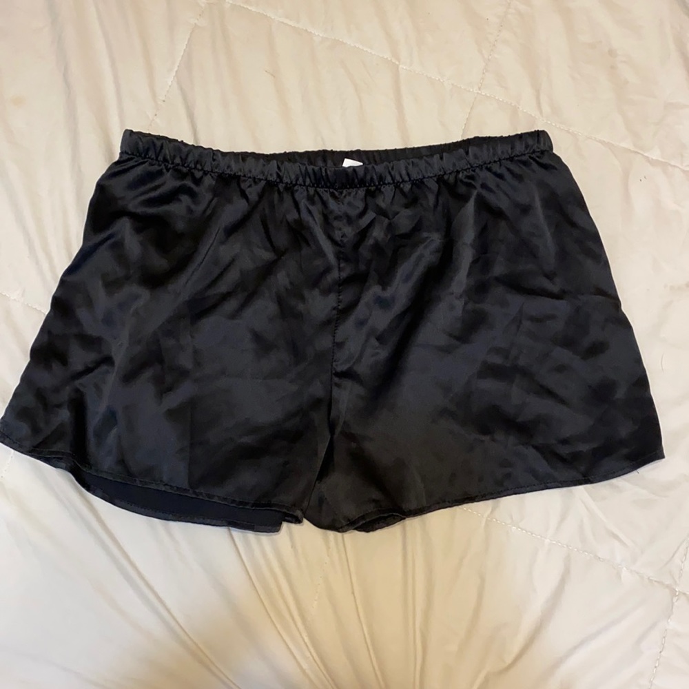 Black silk sleep shorts